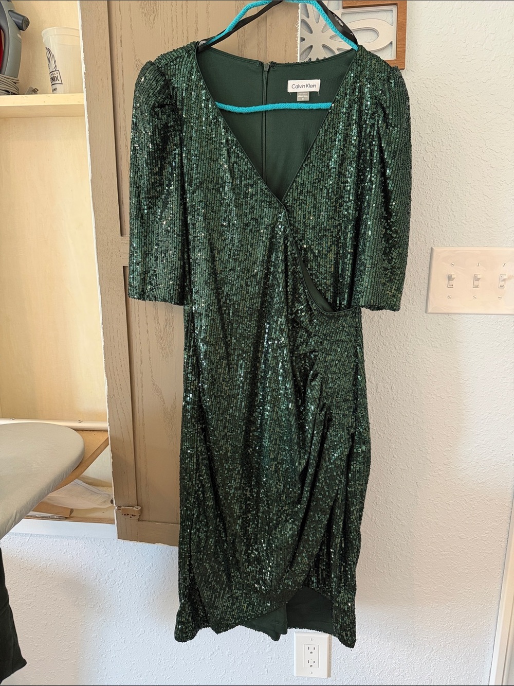 Calvin Klein Dark Emerald Sequin Midi Dress
